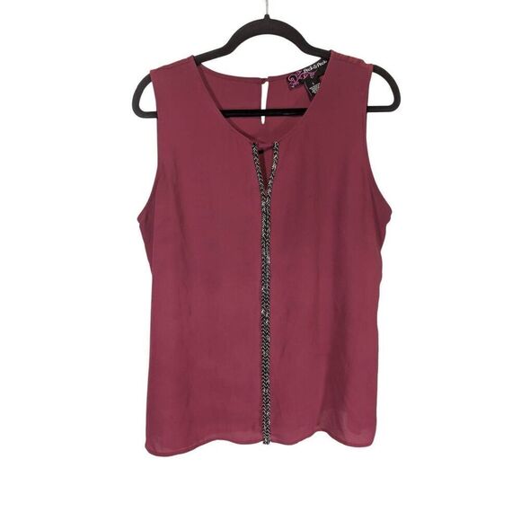 Peck & Peck Burgandy  Sleeveless Career with Embellished Detailing Blouse Women’ - Picture 1 of 4